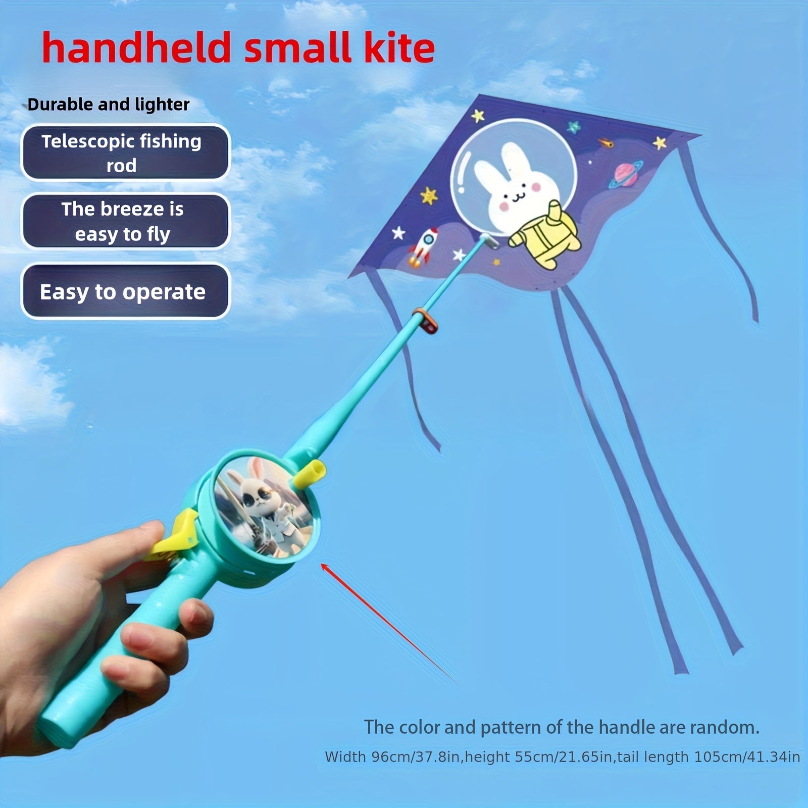 Cerf-volant canne ¨¤ p¨ºche, facile ¨¤ faire voler par vent l¨¦ger, petit cerf-volant manuel pour parcs ext¨¦rieurs