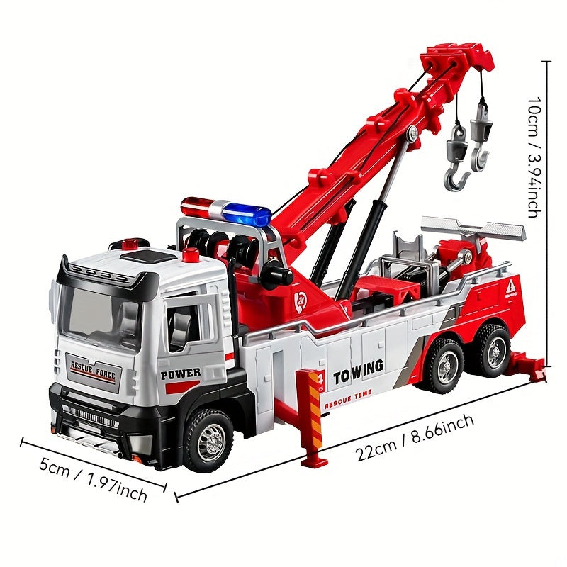 V¨¦hicule de sauvetage lourd ¨¤ tirer en plastique avec bras t¨¦lescopique et effets sonores pour gar?ons, cadeau pour les ages 6-12