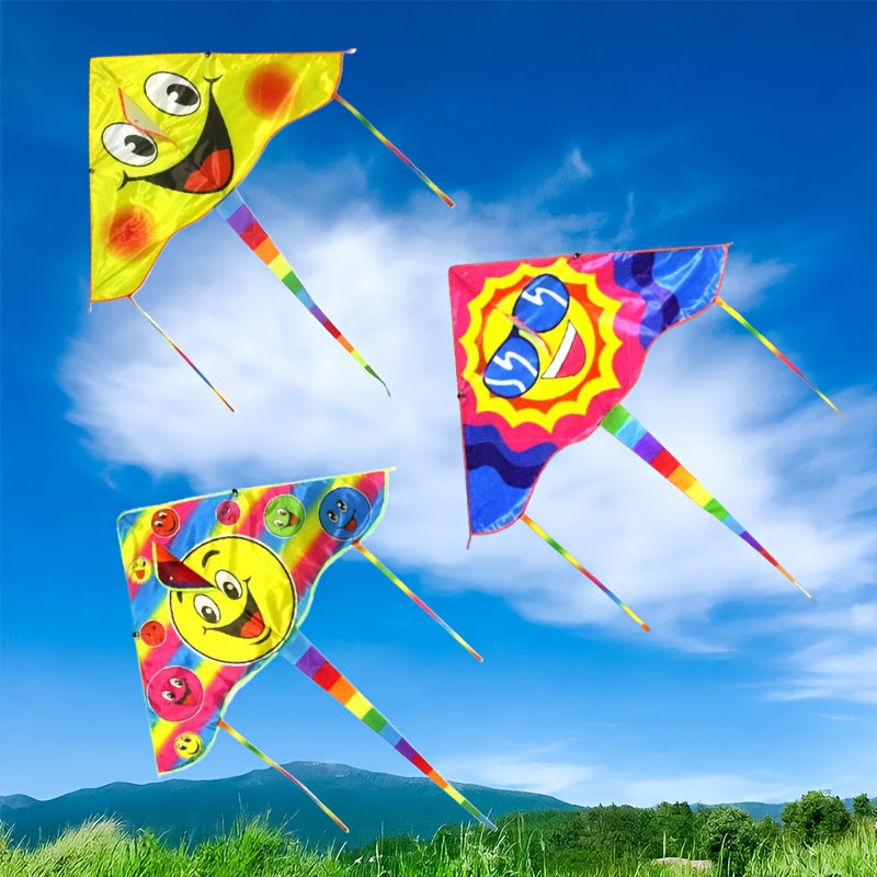 Cerf-volant s¨¦rie Sunshine 90 cm, motif joyeux, tissu r¨¦sistant, id¨¦al pour cadeaux entre amis, parcs, plages et sports a¨¦riens en plein air