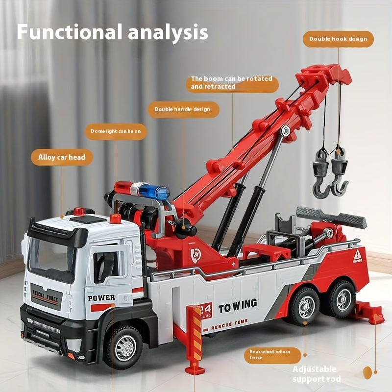 V¨¦hicule de sauvetage lourd ¨¤ tirer en plastique avec bras t¨¦lescopique et effets sonores pour gar?ons, cadeau pour les ages 6-12