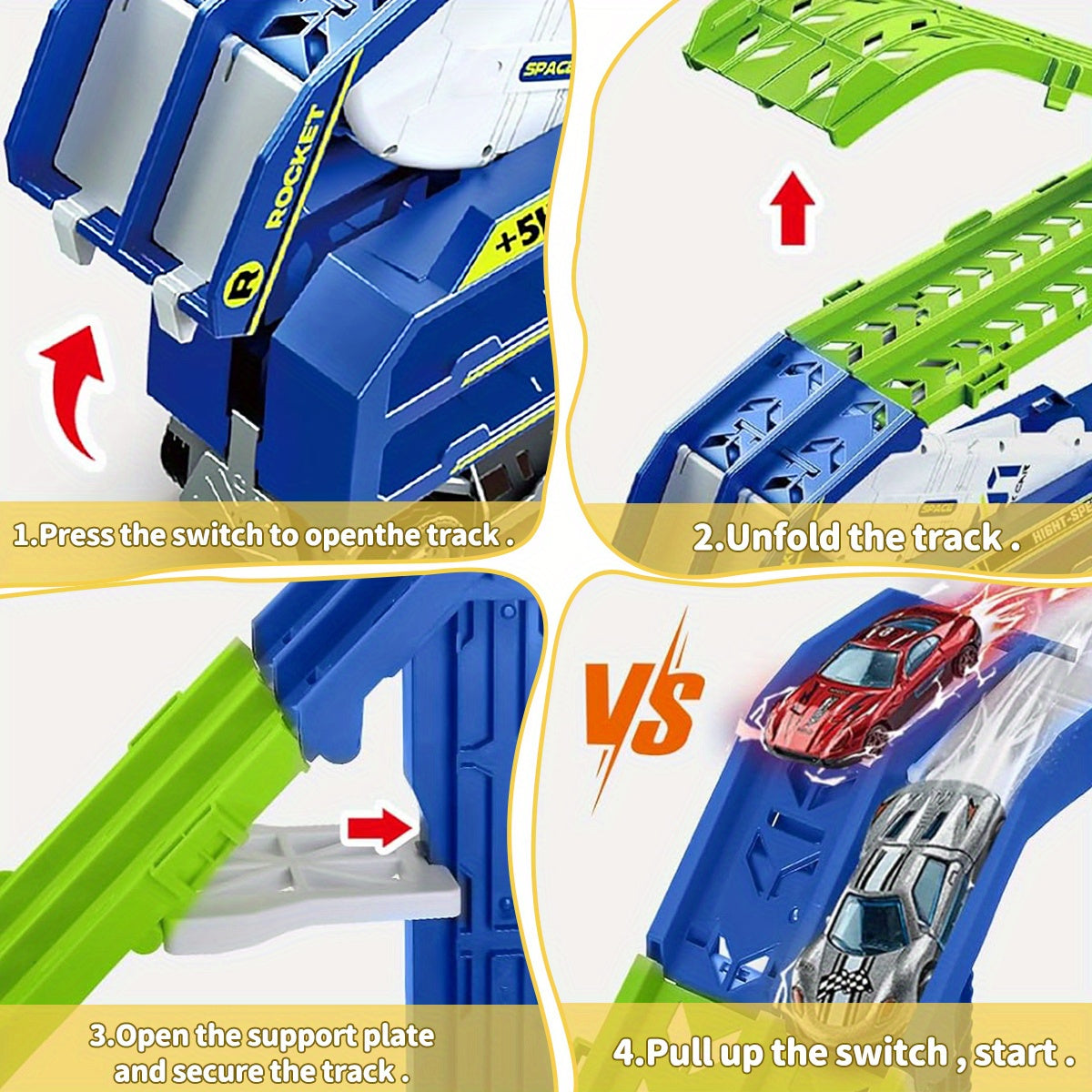 Voiture de Course ¨¤ Friction avec Piste de Transport, Camion Dinosaure et Voitures ¨¤ ¨¦jection pour Enfants 3-6 Ans - Jouet Cadeau Ensemble de V¨¦hicules Pliables