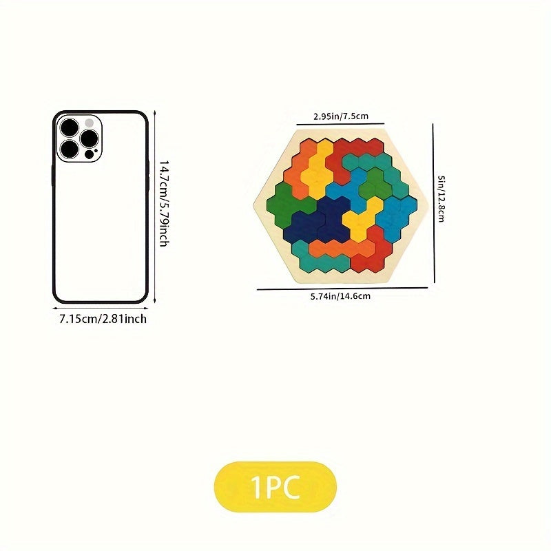 Puzzles en bois hexagonaux en 3D pour enfants, con?us comme jouets ¨¦ducatifs. Ces jeux de Tangram sont parfaits pour tester l'intelligence et font des cadeaux de No?l et de vacances.