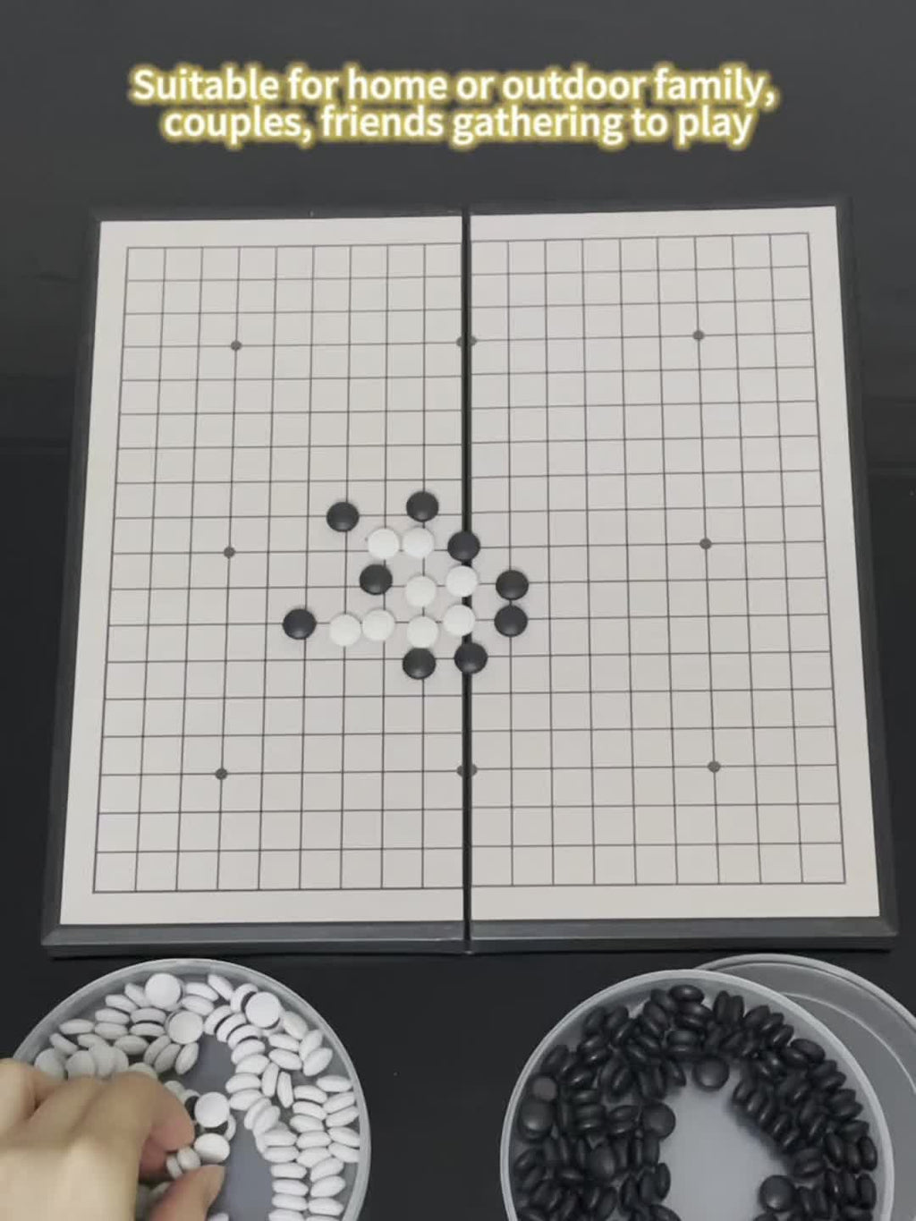 Ensemble de jeu de Go pliable magn¨¦tique de luxe de 11,41 pouces avec 19x tableau + 300 pi¨¨ces noires et blanches, id¨¦al pour les f¨ºtes et les activit¨¦s de plein air, No?l et Thanksgiving