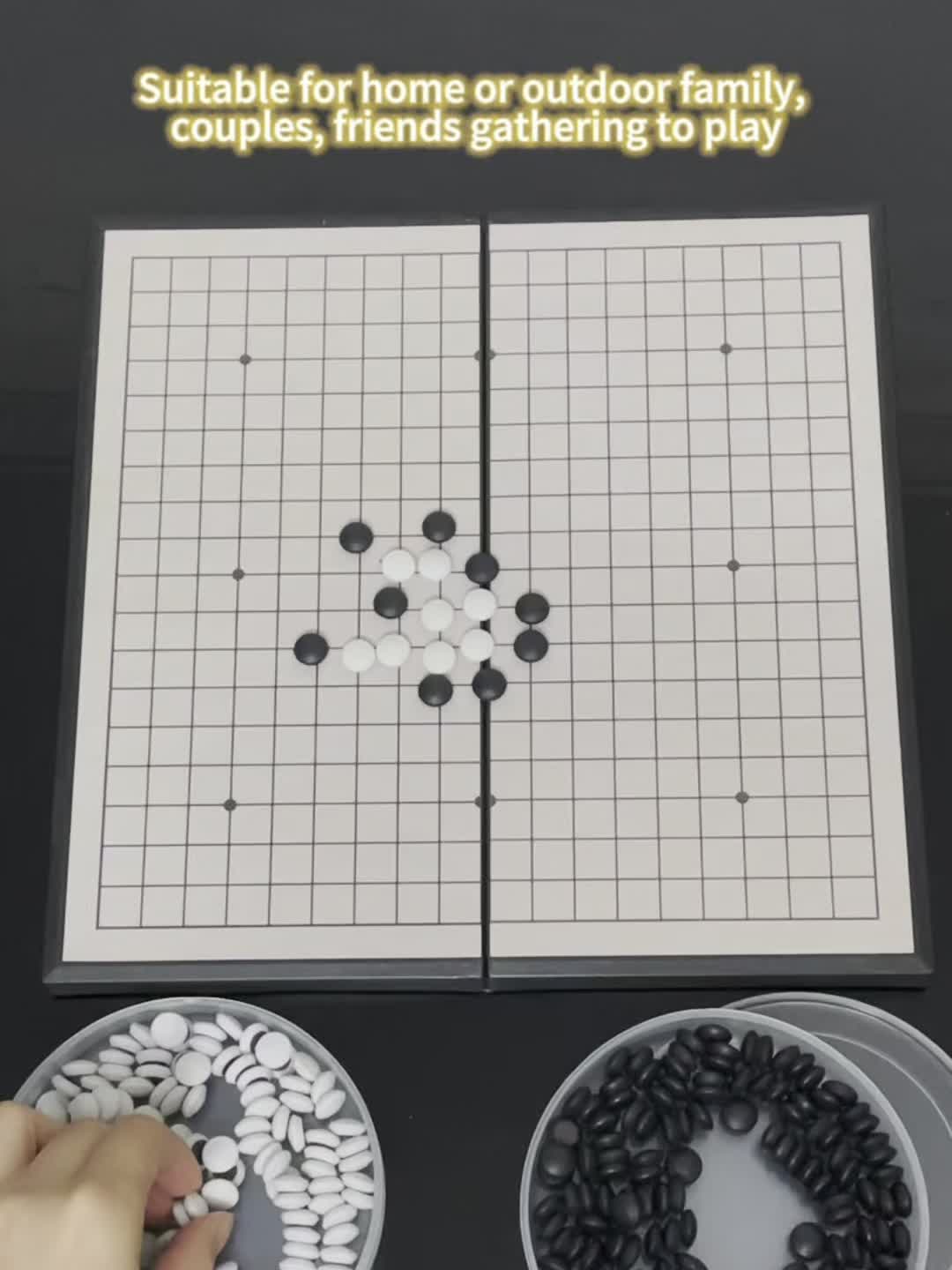 Ensemble de jeu de Go pliable magn¨¦tique de luxe de 11,41 pouces avec 19x tableau + 300 pi¨¨ces noires et blanches, id¨¦al pour les f¨ºtes et les activit¨¦s de plein air, No?l et Thanksgiving