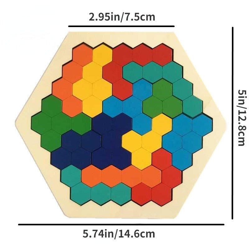 Puzzles en bois hexagonaux en 3D pour enfants, con?us comme jouets ¨¦ducatifs. Ces jeux de Tangram sont parfaits pour tester l'intelligence et font des cadeaux de No?l et de vacances.