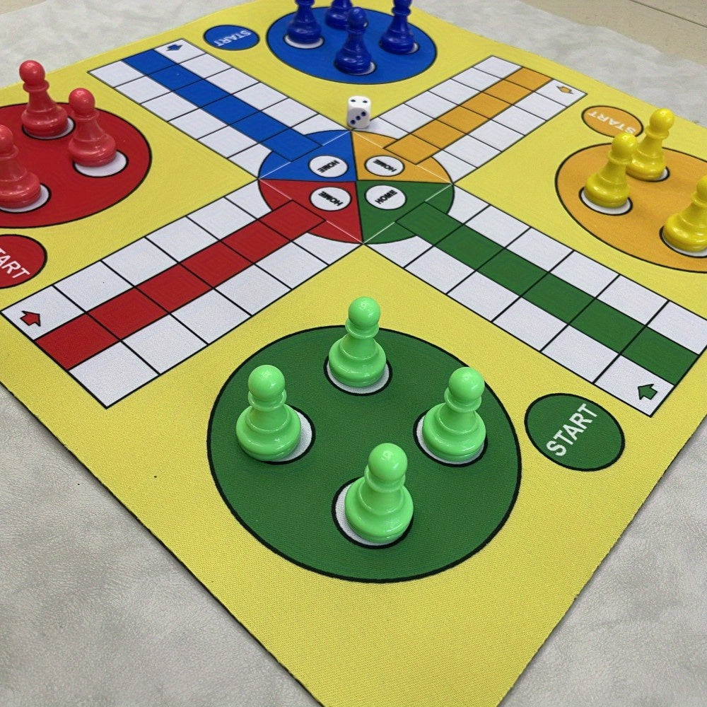 Tapis d'¨¦checs volant : Jeu d'¨¦checs Ludo de 13,78 pouces, plateau d'¨¦checs en caoutchouc, convient aux 14 ans et plus