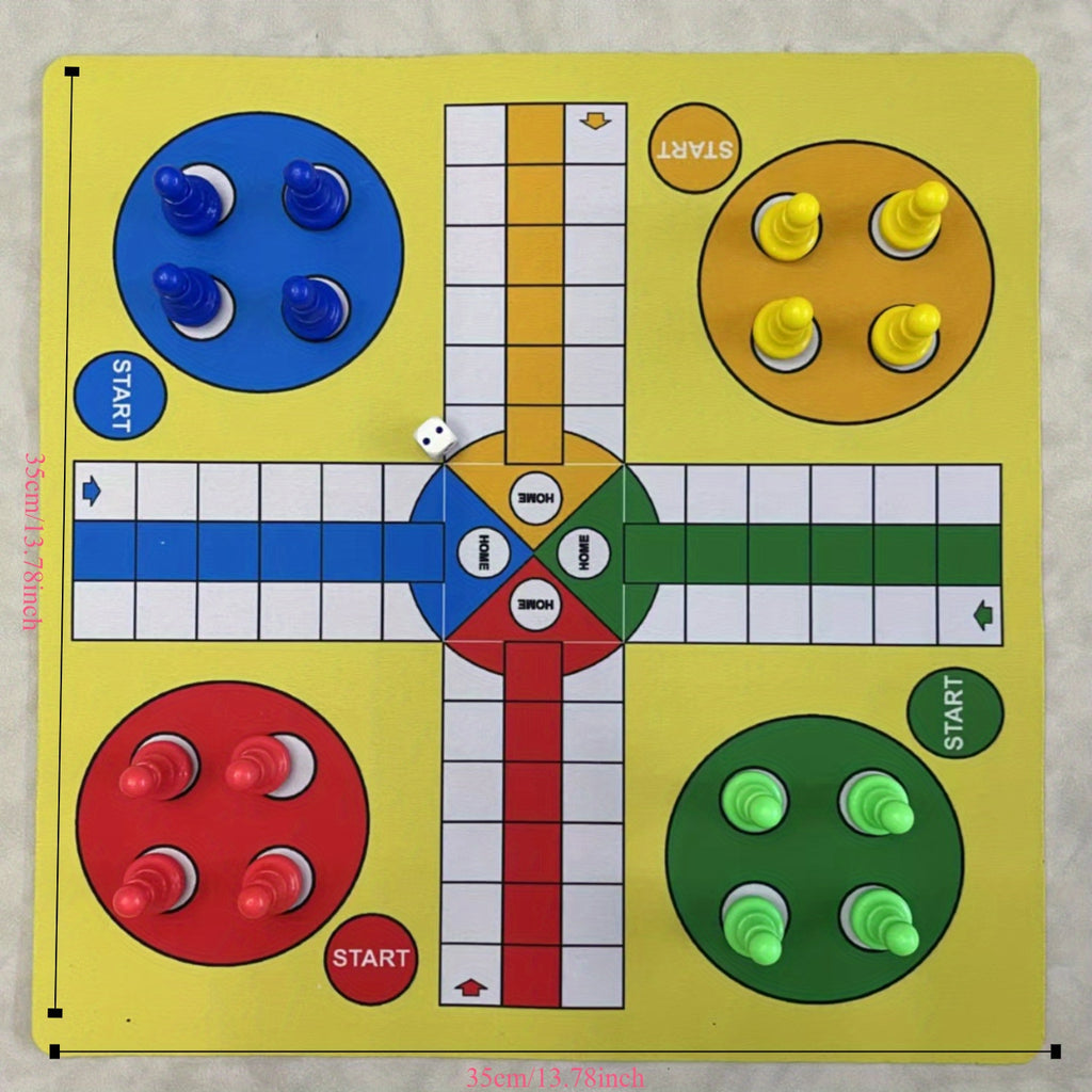 Tapis d'¨¦checs volant : Jeu d'¨¦checs Ludo de 13,78 pouces, plateau d'¨¦checs en caoutchouc, convient aux 14 ans et plus