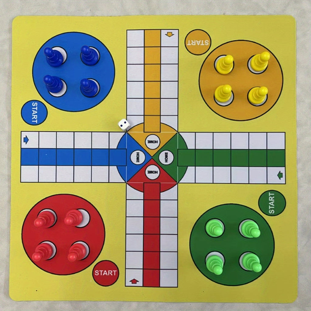 Tapis d'¨¦checs volant : Jeu d'¨¦checs Ludo de 13,78 pouces, plateau d'¨¦checs en caoutchouc, convient aux 14 ans et plus