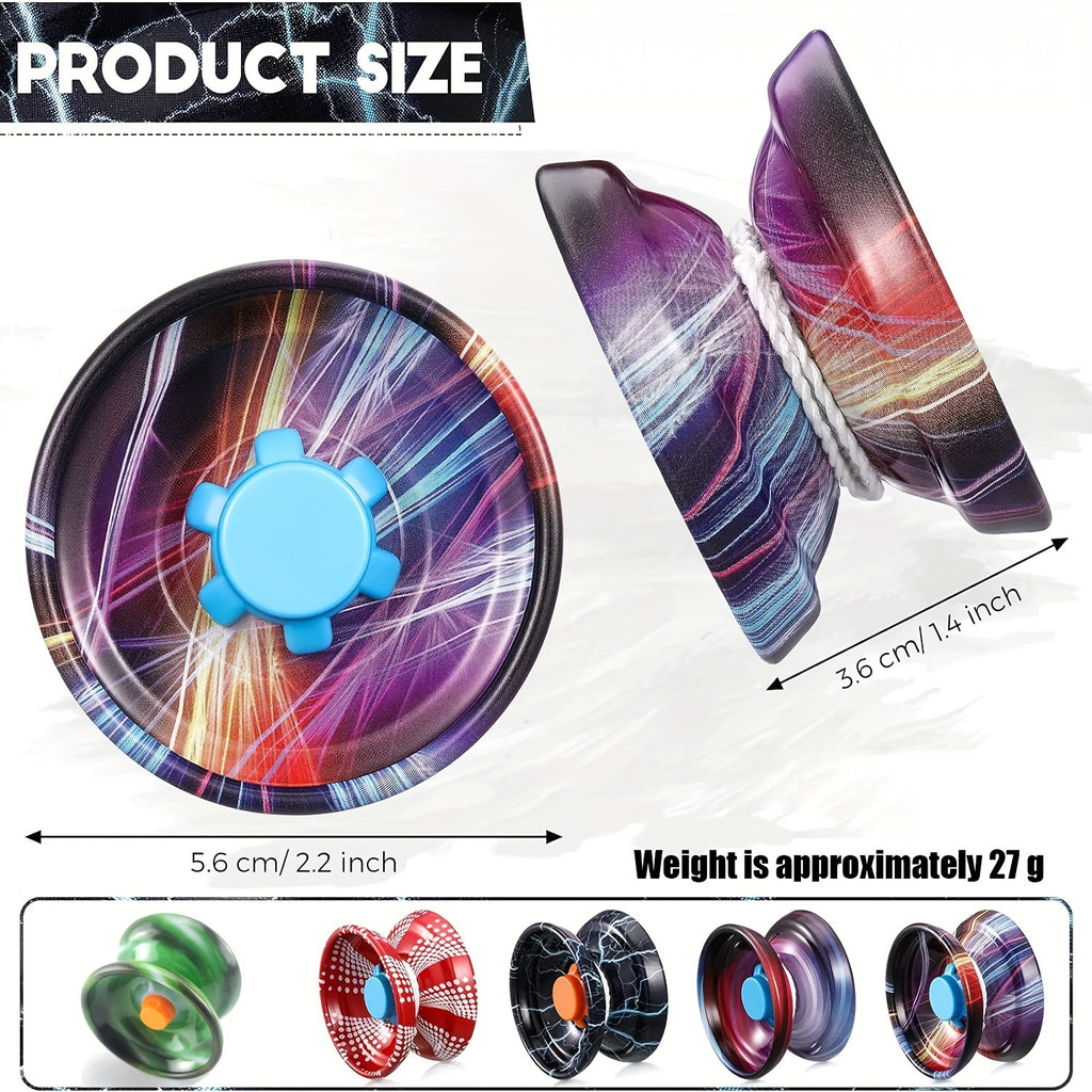 Lot de 4 Yo-Yos M¨¦talliques R¨¦actifs avec Corde Tournante, Yo-Yo Amovible pour une Durabilit¨¦ ¨¦blouissante - Id¨¦al pour D¨¦butants