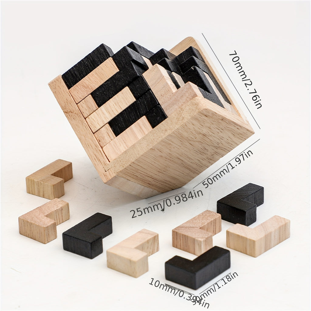 54 pi¨¨ces Puzzle en Bois Cubique Casse-T¨ºte, Jeu ¨¦ducatif Logique en Forme de L