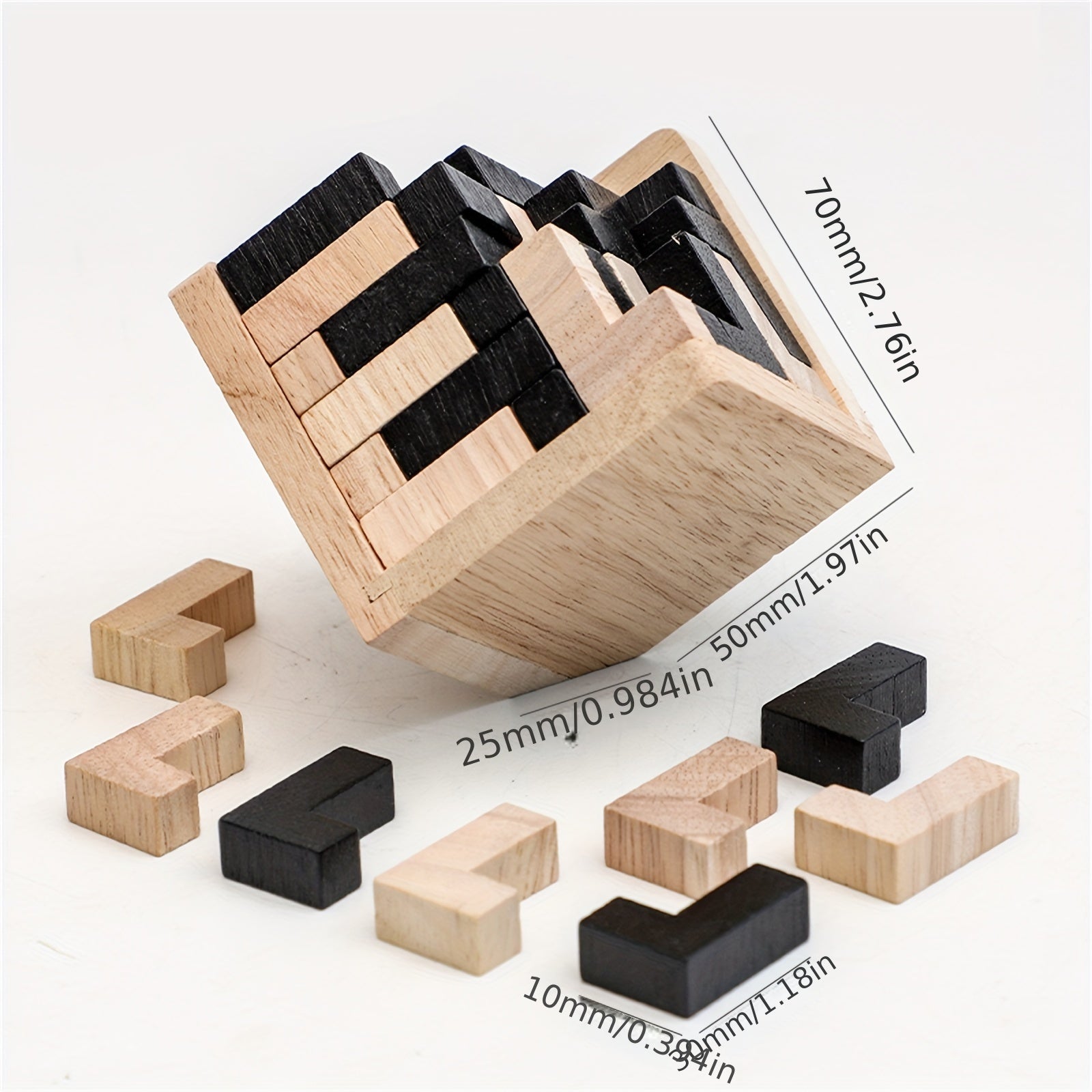 54 pi¨¨ces Puzzle en Bois Cubique Casse-T¨ºte, Jeu ¨¦ducatif Logique en Forme de L