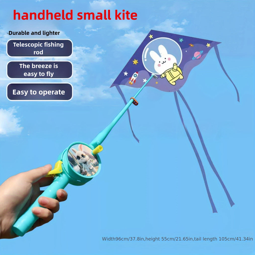 Cerf-volant canne ¨¤ p¨ºche, facile ¨¤ faire voler par vent l¨¦ger, petit cerf-volant manuel pour parcs ext¨¦rieurs