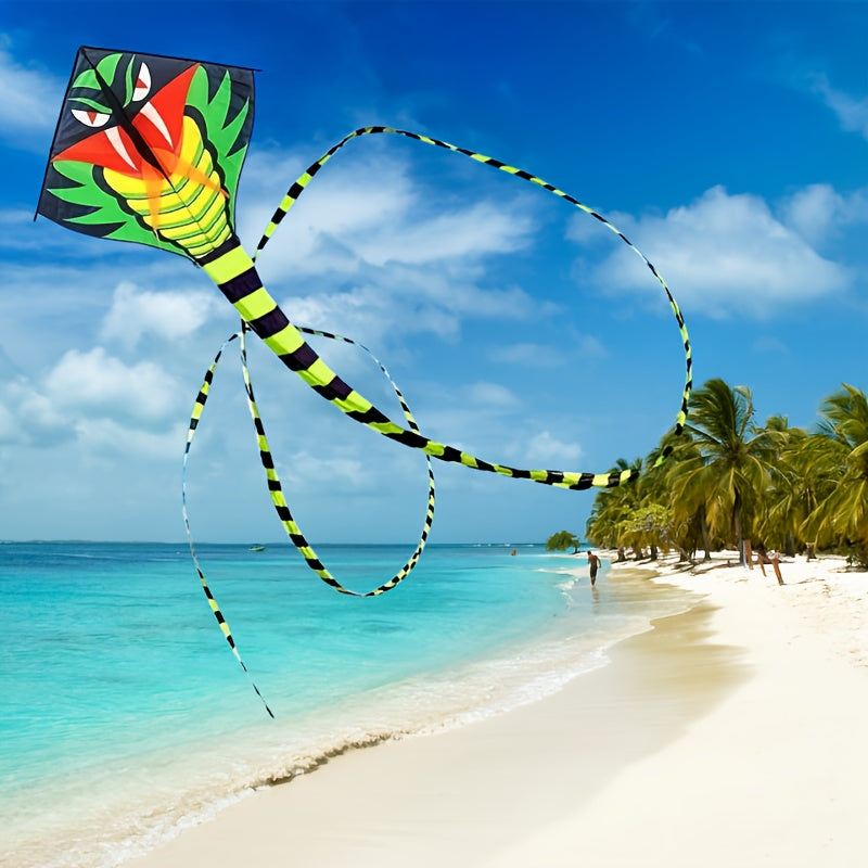 Cerf-volant G¨¦ant Cobra Vert avec Planche de Ligne Gratuite - Durable, Montage Facile pour le Plaisir en Ext¨¦rieur - Parfait pour le Jeu sur la Plage & au Parc, Cadeau Id¨¦al pour Halloween ou No?l, Meilleur pour No?l