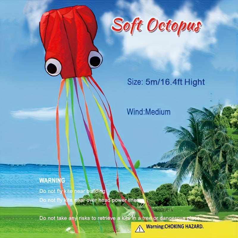 cerf-volant Pieuvre de 5 m¨¨tres\u002F4 m¨¨tres (outil de lacher inclus) Weifang avec Queue Color¨¦e Longue, Produit de Divertissement Sportif en Plein Air