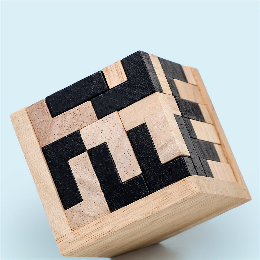 54 pi¨¨ces Puzzle en Bois Cubique Casse-T¨ºte, Jeu ¨¦ducatif Logique en Forme de L