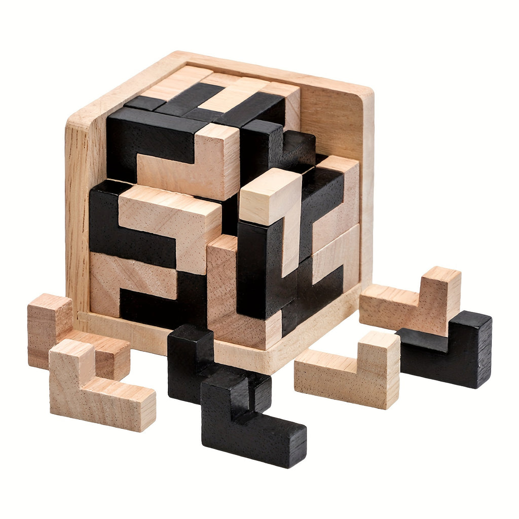 54 pi¨¨ces Puzzle en Bois Cubique Casse-T¨ºte, Jeu ¨¦ducatif Logique en Forme de L