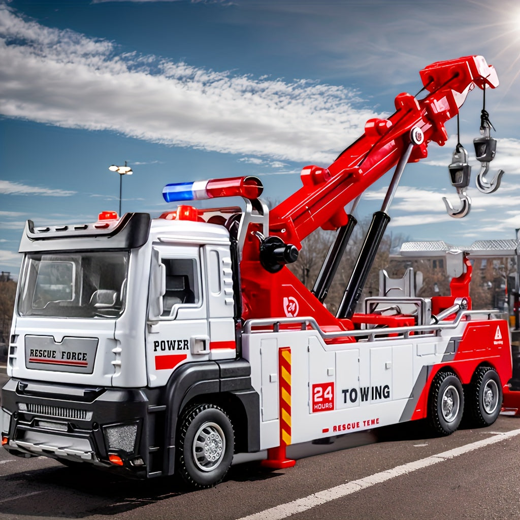 V¨¦hicule de sauvetage lourd ¨¤ tirer en plastique avec bras t¨¦lescopique et effets sonores pour gar?ons, cadeau pour les ages 6-12