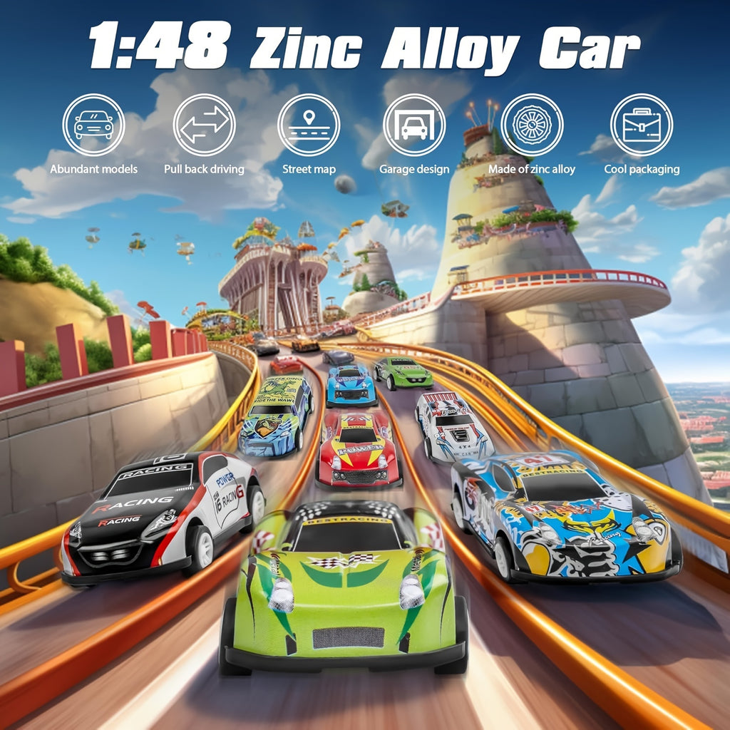 Ensemble de 48 voitures de course en m¨¦tal avec m¨¦canisme de traction et bo?te de rangement - V¨¦hicules en alliage d'acier divers, ensemble de jeu ¨¦ducatif pour les 3 ans et plus, cadeau id¨¦al pour les anniversaires et les f¨ºtes d'hiver