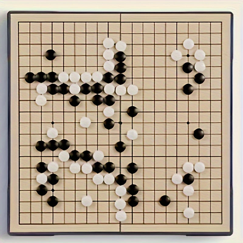 Jeu de Go Magn¨¦tique Portable de 11.2 pouces - Planche en Bois Pliable pour Gomoku Go, Id¨¦al pour les Voyages & les F¨ºtes ¨¤ la Maison, Comprend des Pi¨¨ces Noires & Blanches