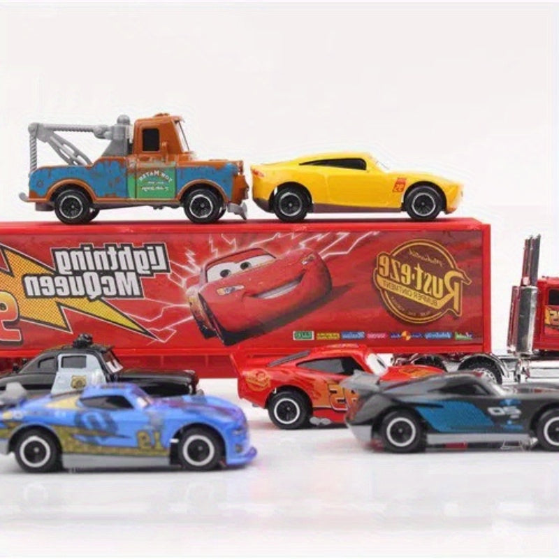 Jeu de 7 voitures de course Lightning McQueen - Mod¨¨les d¨¦coratifs en acier alli¨¦ r¨¦sistant pour la maison, le bureau et les f¨ºtes - Id¨¦al pour Paques, No?l et les anniversaires | Design ludique | Acier alli¨¦ durable