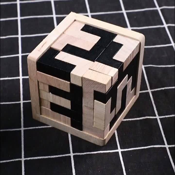 54 pi¨¨ces Puzzle en Bois Cubique Casse-T¨ºte, Jeu ¨¦ducatif Logique en Forme de L