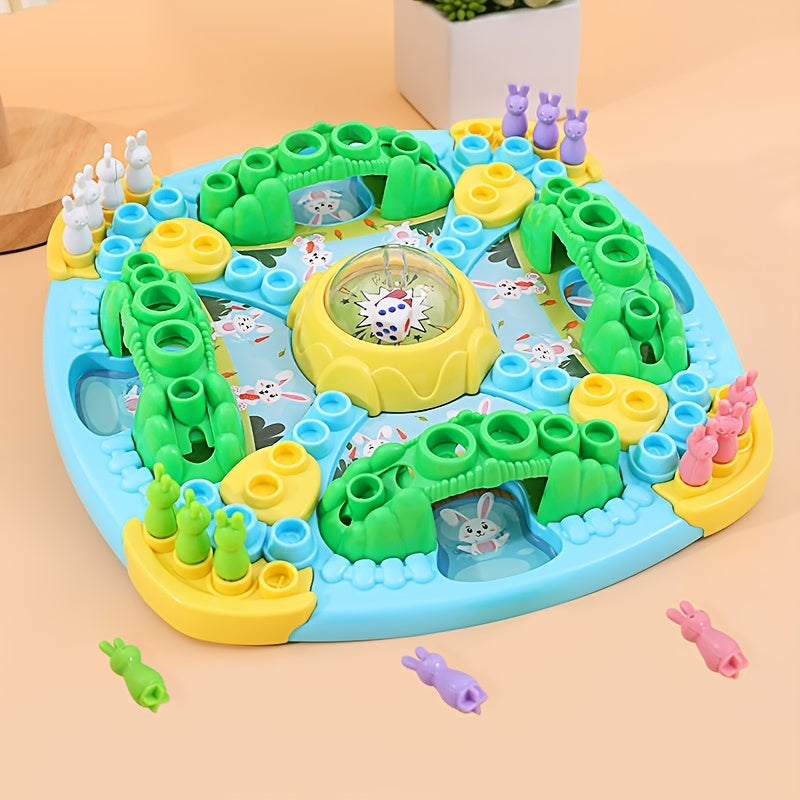 Jeu d'¨¦checs Volant Petit Lapin - Strat¨¦gie Familiale Interactif pour 4 Joueurs, Jouet ¨¦ducatif pour 3 ans et plus, Pi¨¨ces de Lapins Color¨¦es & Conception Amusante de Tunnels, Mat¨¦riau ABS Durable, Cadeau Id¨¦al pour Anniversaire et No?l