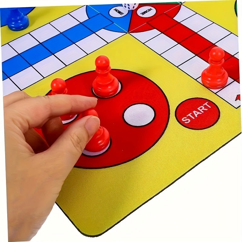 Version simplifi¨¦e du jeu d'¨¦checs volant pour quatre joueurs avec 16 pi¨¨ces + tapis de jeu + d¨¦s, un design polyvalent et l¨¦ger pour le divertissement ¨¤ tout moment et n'importe o¨´
