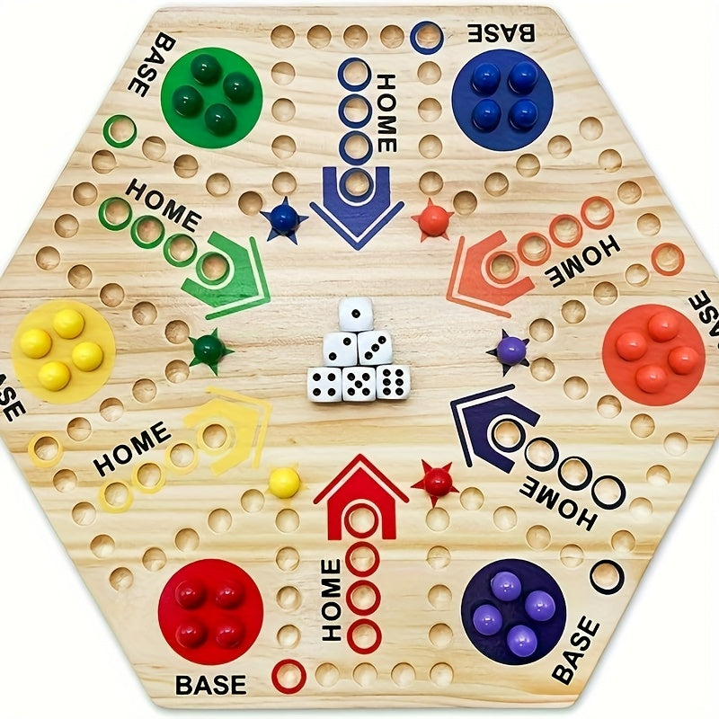 Jeu de Soci¨¦t¨¦ en Bois Recto-Verso - ¨¦checs Volants Hexagonaux pour 4 ¨¤ 6 Joueurs, Pi¨¨ces Color¨¦es et Conception Retroussable, Parfait pour les F¨ºtes, le Plaisir Familial et le Jeu Strat¨¦gique
