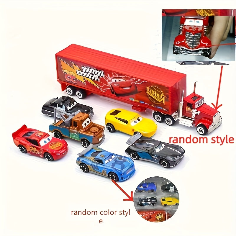 Jeu de 7 voitures de course Lightning McQueen - Mod¨¨les d¨¦coratifs en acier alli¨¦ r¨¦sistant pour la maison, le bureau et les f¨ºtes - Id¨¦al pour Paques, No?l et les anniversaires | Design ludique | Acier alli¨¦ durable