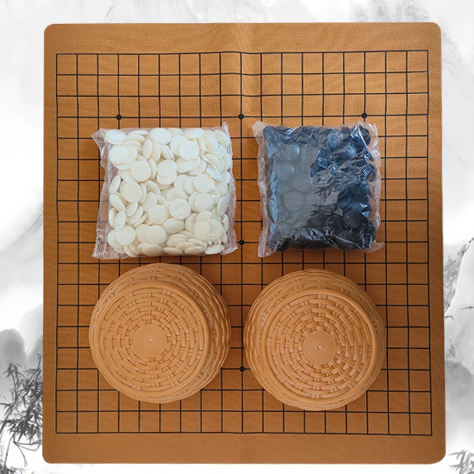 Ensemble de jeu de Go, comprenant un plateau en simili cuir, des pierres de jade imitation et deux conteneurs en r¨¦sine - un ensemble de jeu de plateau strat¨¦gique, parfait pour les f¨ºtes et les activit¨¦s en plein air.