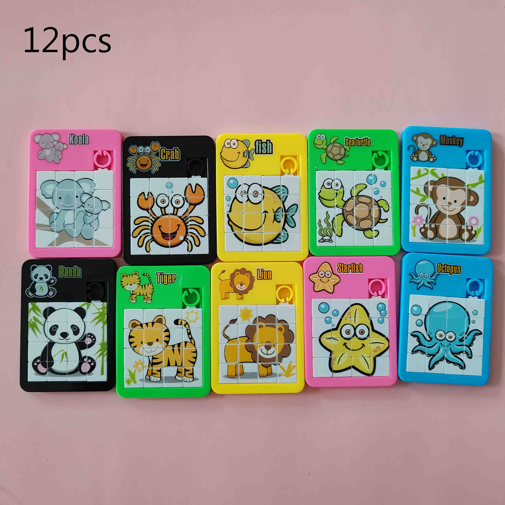 12pcs - Puzzle Coulissant pour Jeunes Animaux, Entra?nement ¨¤ la Pens¨¦e Logique, Jouet de Puzzles, Convient aux Jeunes pour D¨¦velopper leur Cerveau (Couleur et Motif Al¨¦atoires)