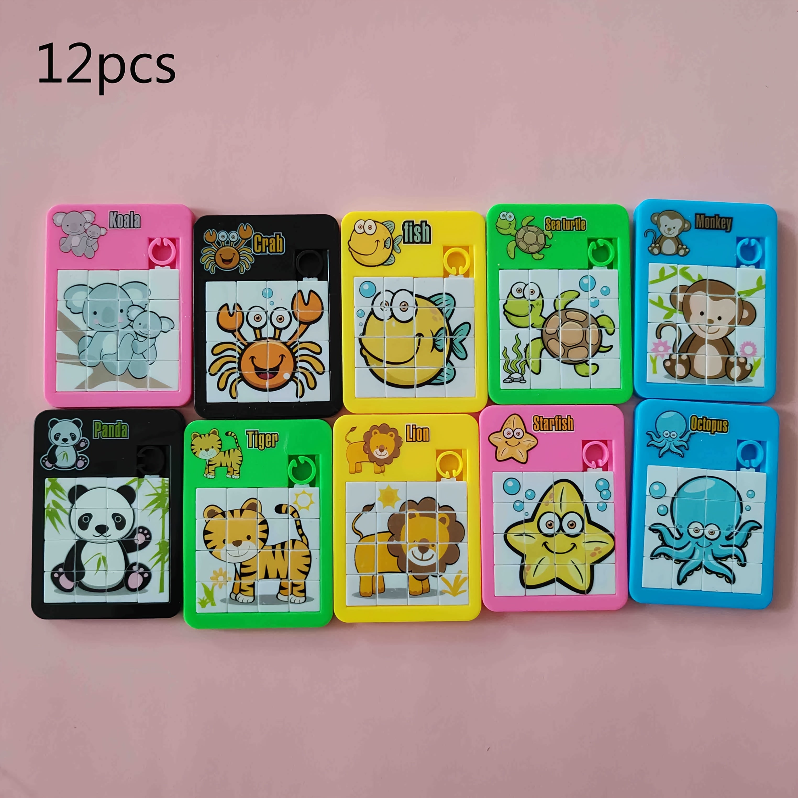 12pcs - Puzzle Coulissant pour Jeunes Animaux, Entra?nement ¨¤ la Pens¨¦e Logique, Jouet de Puzzles, Convient aux Jeunes pour D¨¦velopper leur Cerveau (Couleur et Motif Al¨¦atoires)