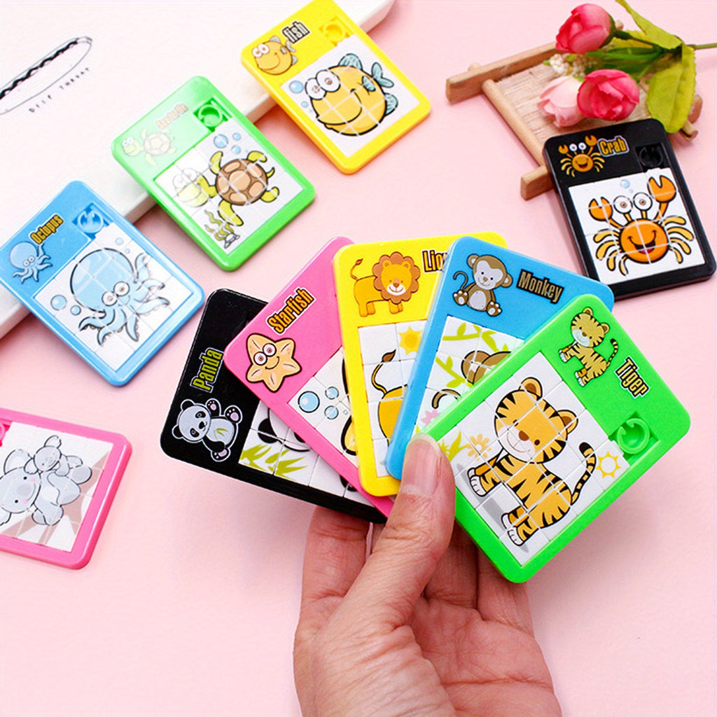 10 Puzzles Glissants Miniatures Animaux pour Enfants, Casse-T¨ºte Mobile, Plastique Durable ¨¦tanche, Jouets ¨¦ducatifs Amusants pour Maternelle, Couleurs Al¨¦atoires