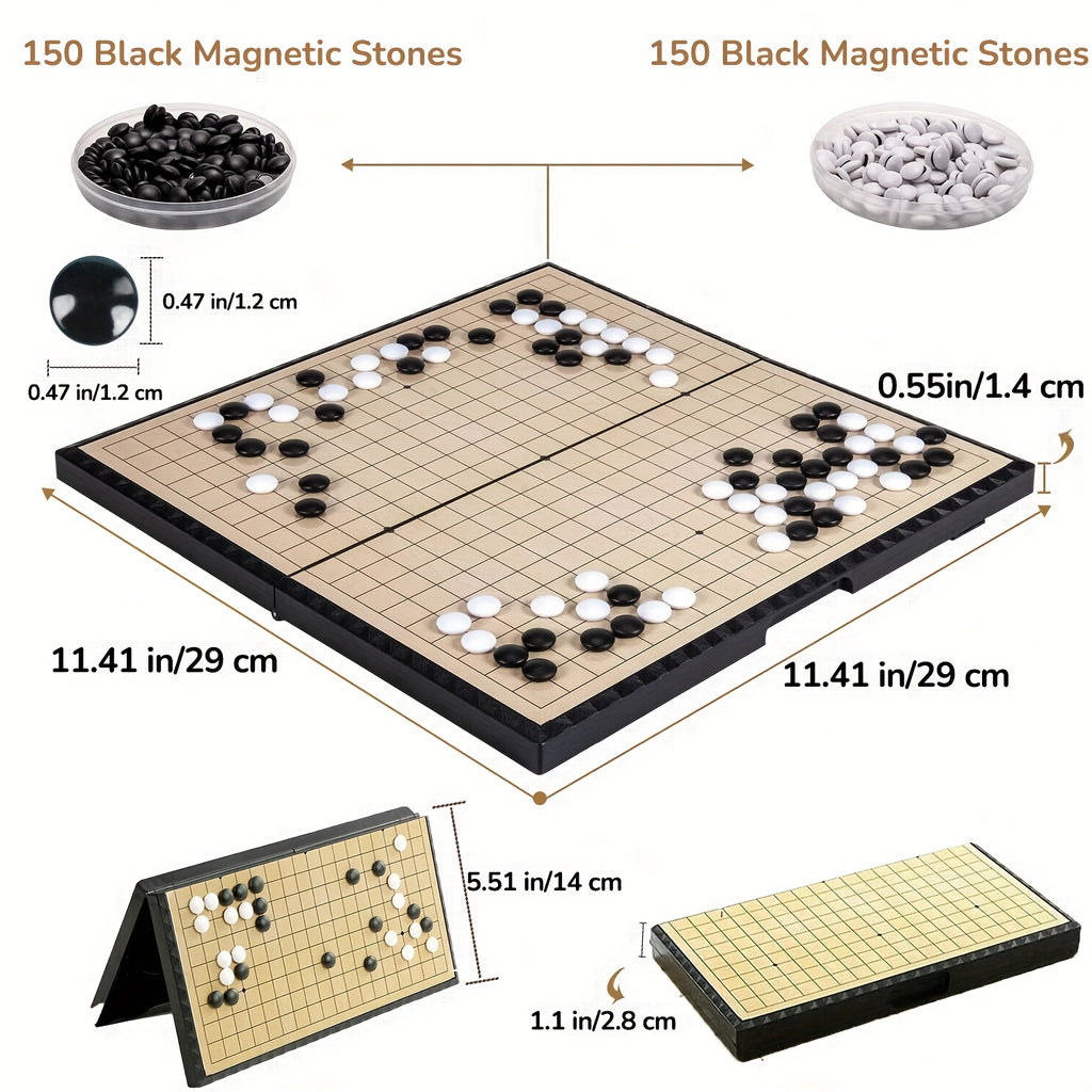 Ensemble de jeu de Go pliable magn¨¦tique de luxe de 11,41 pouces avec 19x tableau + 300 pi¨¨ces noires et blanches, id¨¦al pour les f¨ºtes et les activit¨¦s de plein air, No?l et Thanksgiving