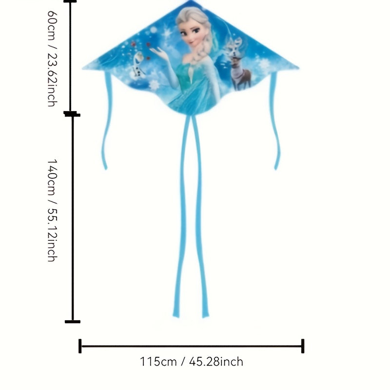 Volant de ciel blanc | Design Elsa & Olaf | Cable durable de 3937.01 pouces, mat¨¦riau nylon fort | Id¨¦al pour le parc et les activit¨¦s en plein air | Parfait pour No?l et les f¨ºtes