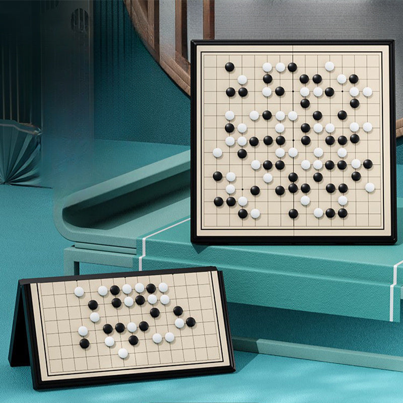 Jeu de Go Chinois Haut de Gamme avec Plateau Pliable - Pi¨¨ces Classiques Noires et Blanches, Jeu de Collection Artisanal