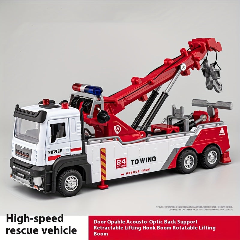 V¨¦hicule de sauvetage lourd ¨¤ tirer en plastique avec bras t¨¦lescopique et effets sonores pour gar?ons, cadeau pour les ages 6-12