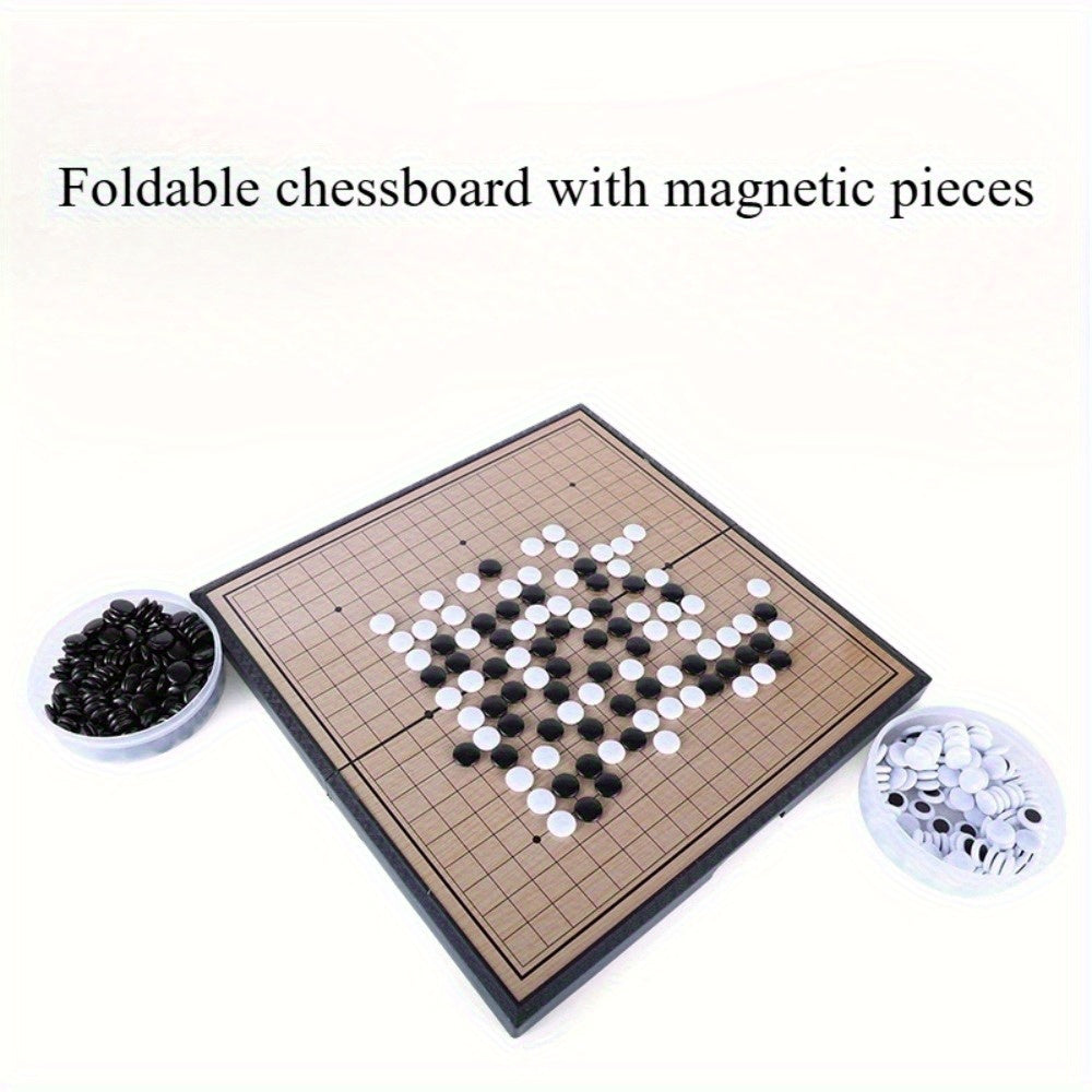 Jeu de Soci¨¦t¨¦ Go Magn¨¦tique Pliable - Plateau Strat¨¦gique Portable avec Pi¨¨ces Magn¨¦tiques Noires et Blanches en Mat¨¦riau Plastique Durable - Id¨¦al pour les Voyages, Soir¨¦es Familiales Amusantes - Cadeau d'Anniversaire Parfait