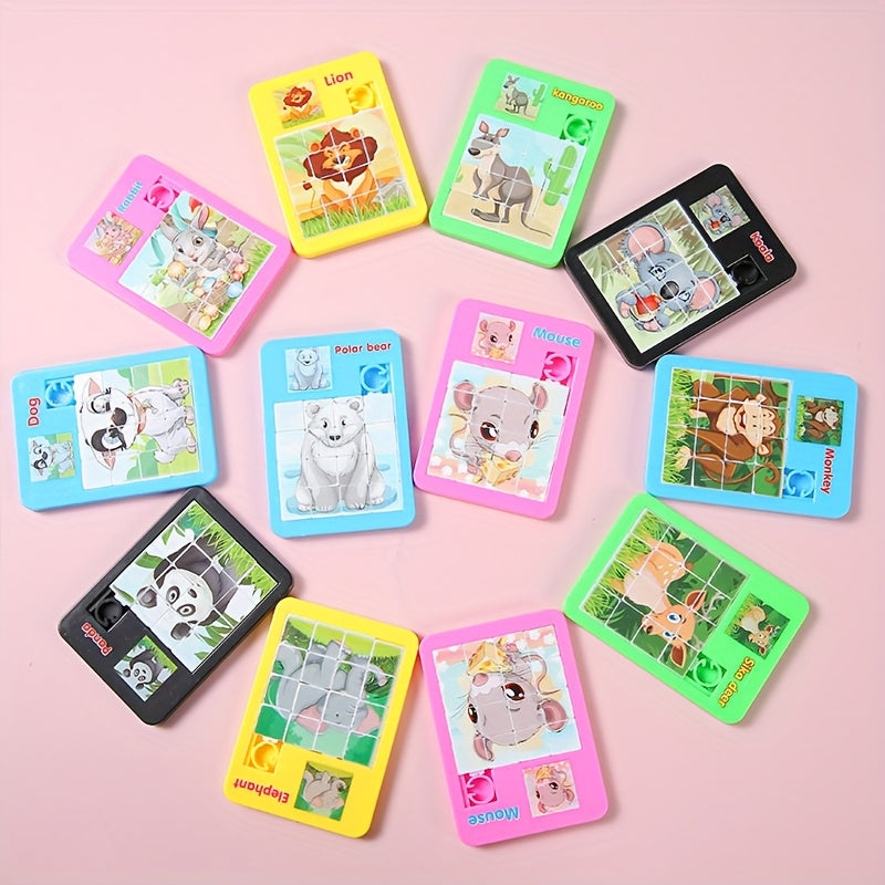 10pcs Ensemble de puzzle ¨¤ animaux de dessin anim¨¦, jouets ¨¦ducatifs en plastique pour enfants, id¨¦al pour les cadeaux de f¨ºte d'anniversaire, les r¨¦compenses de classe, les cadeaux de No?l, le plaisir de jeu en famille - Des conceptions assorties
