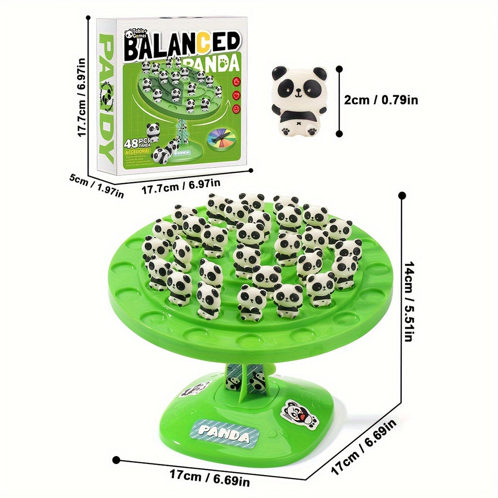 Jeu d'¨¦quilibre Panda - Puzzle interactif familial avec 46 d¨¦fis amusants, base en plastique vert et figurines de pandas noir\u002Fblanc, jeu ¨¦ducatif STEM pour enfants et parents