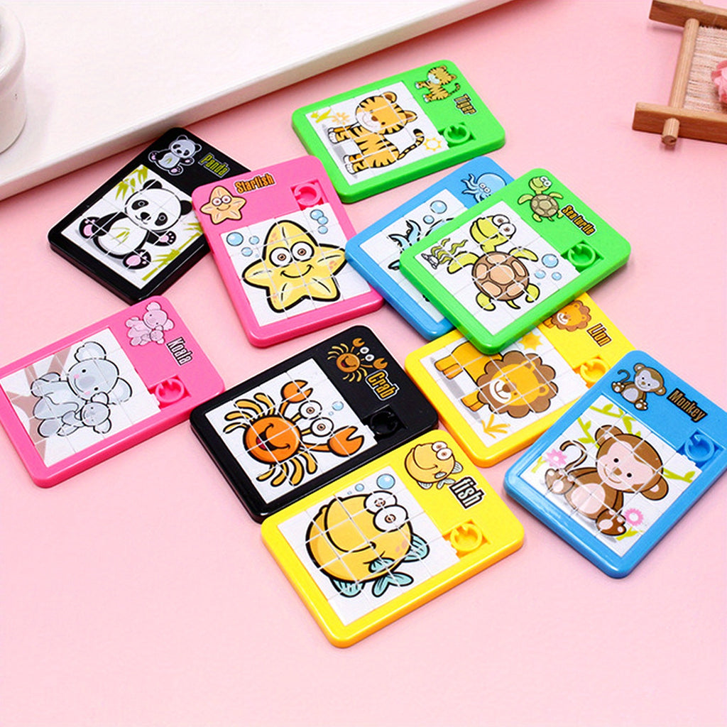 10 Puzzles Glissants Miniatures Animaux pour Enfants, Casse-T¨ºte Mobile, Plastique Durable ¨¦tanche, Jouets ¨¦ducatifs Amusants pour Maternelle, Couleurs Al¨¦atoires