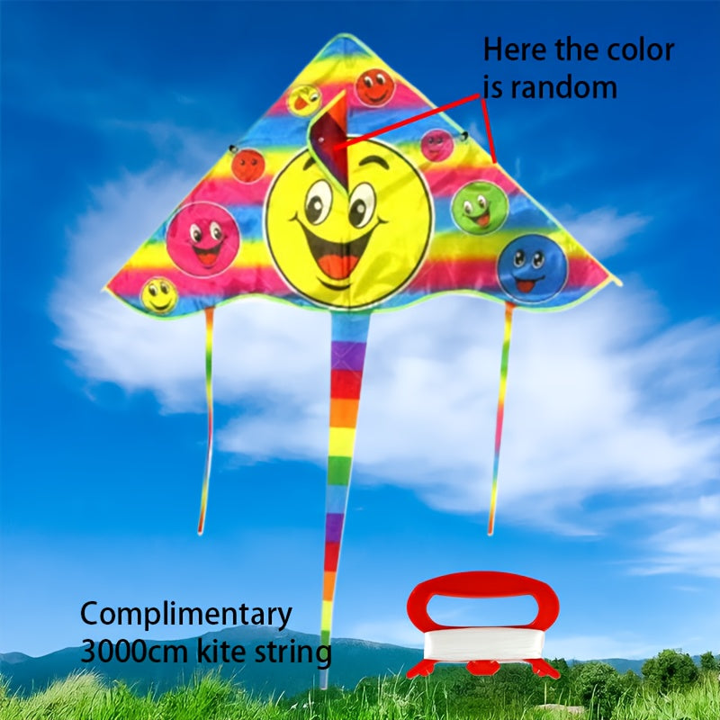 Cerf-volant s¨¦rie Sunshine 90 cm, motif joyeux, tissu r¨¦sistant, id¨¦al pour cadeaux entre amis, parcs, plages et sports a¨¦riens en plein air