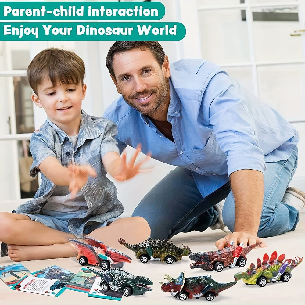 Ensemble de 6 Voitures Jouets Dinosaures pour Enfants de 3 ¨¤ 6 Ans - Color¨¦es, Action de Rotation Interactive, Plastique ABS Durable, Sans Batterie - Cadeaux Id¨¦aux pour Halloween et No?l, D¨¦corations de F¨ºte Dinosaures