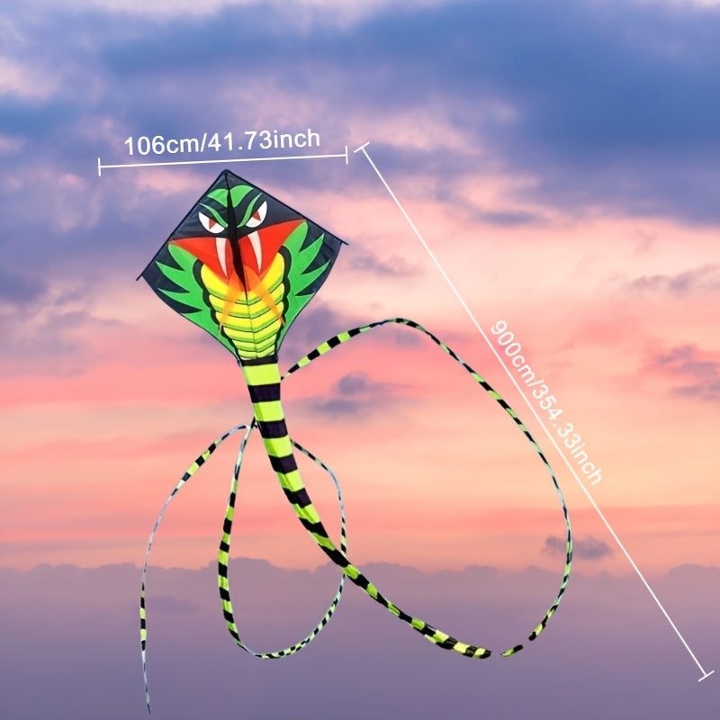 Cerf-volant G¨¦ant Cobra Vert avec Planche de Ligne Gratuite - Durable, Montage Facile pour le Plaisir en Ext¨¦rieur - Parfait pour le Jeu sur la Plage & au Parc, Cadeau Id¨¦al pour Halloween ou No?l, Meilleur pour No?l