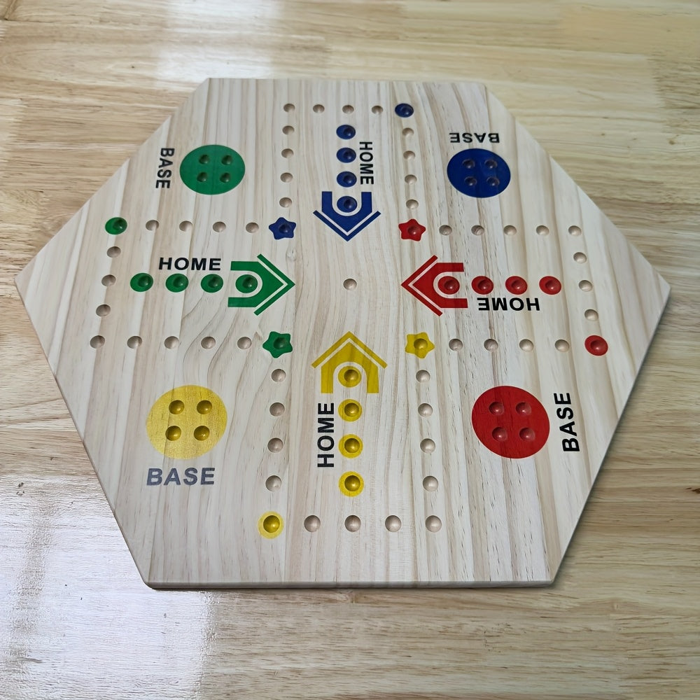 Un Jeu de Soci¨¦t¨¦ en Bois de Haute Qualit¨¦ ¨¤ Double Face, ¨¦chiquier Volant pour F¨ºte, pour 4-6 Joueurs, avec 6 Couleurs 24 Billes + 6 D¨¦s, le Meilleur Choix pour les Passionn¨¦s de Jeux