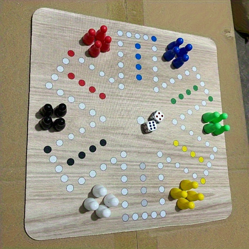 Jeu d'¨¦checs Volants pour 6 Joueurs - Grand Tapis de Souris de 9.45 pouces avec Plateau en Caoutchouc Color¨¦, 24 Pi¨¨ces aux 6 Couleurs Vives, 2 D¨¦s, Id¨¦al pour les R¨¦unions Familiales et Divertissement Festif