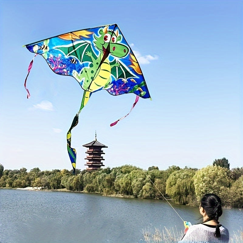 G¨¦ant 80in Dragon de Mer - Vert\u002FBleu\u002FJaune Vibrant en Polyester, Divertissement Ext¨¦rieur Color¨¦ avec Design de Dessin Anim¨¦ - Cadeau de No?l Id¨¦al pour le Plaisir ¨¤ la Plage et au Parc