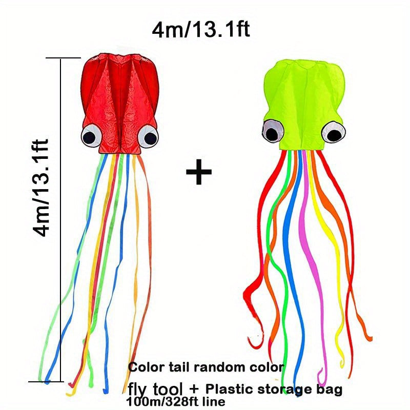 cerf-volant Pieuvre de 5 m¨¨tres\u002F4 m¨¨tres (outil de lacher inclus) Weifang avec Queue Color¨¦e Longue, Produit de Divertissement Sportif en Plein Air