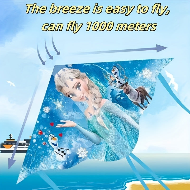 Volant de ciel blanc | Design Elsa & Olaf | Cable durable de 3937.01 pouces, mat¨¦riau nylon fort | Id¨¦al pour le parc et les activit¨¦s en plein air | Parfait pour No?l et les f¨ºtes