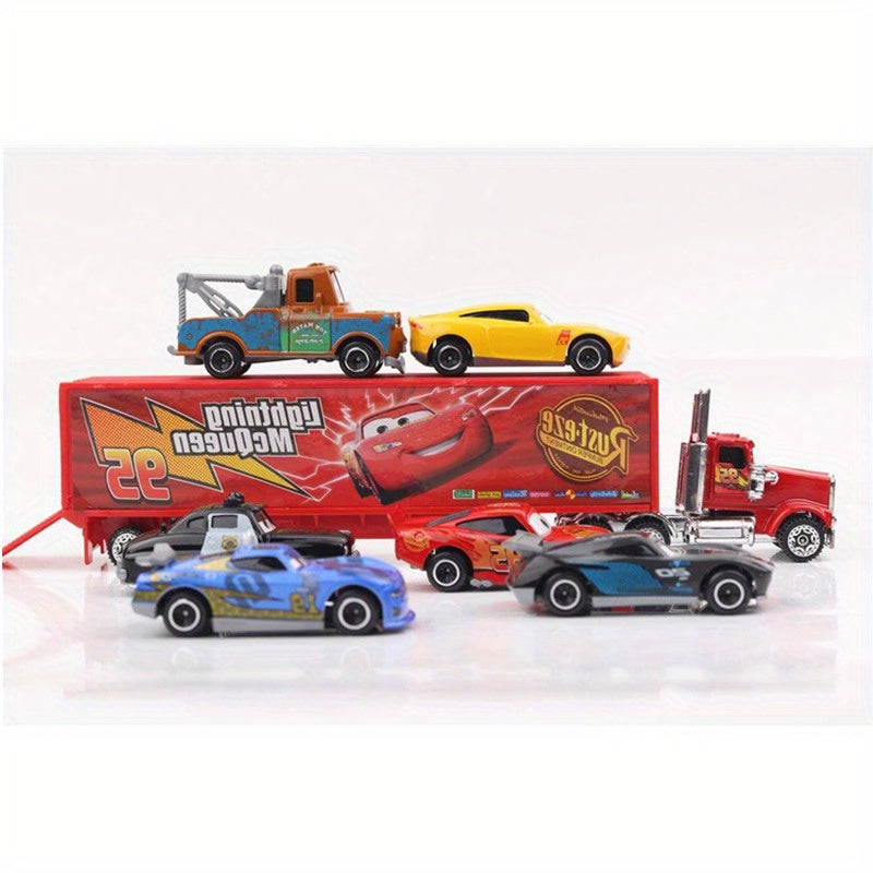 Jeu de 7 voitures de course Lightning McQueen - Mod¨¨les d¨¦coratifs en acier alli¨¦ r¨¦sistant pour la maison, le bureau et les f¨ºtes - Id¨¦al pour Paques, No?l et les anniversaires | Design ludique | Acier alli¨¦ durable